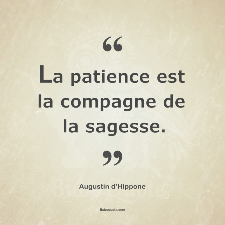 La patience est la compagne de la sagesse.