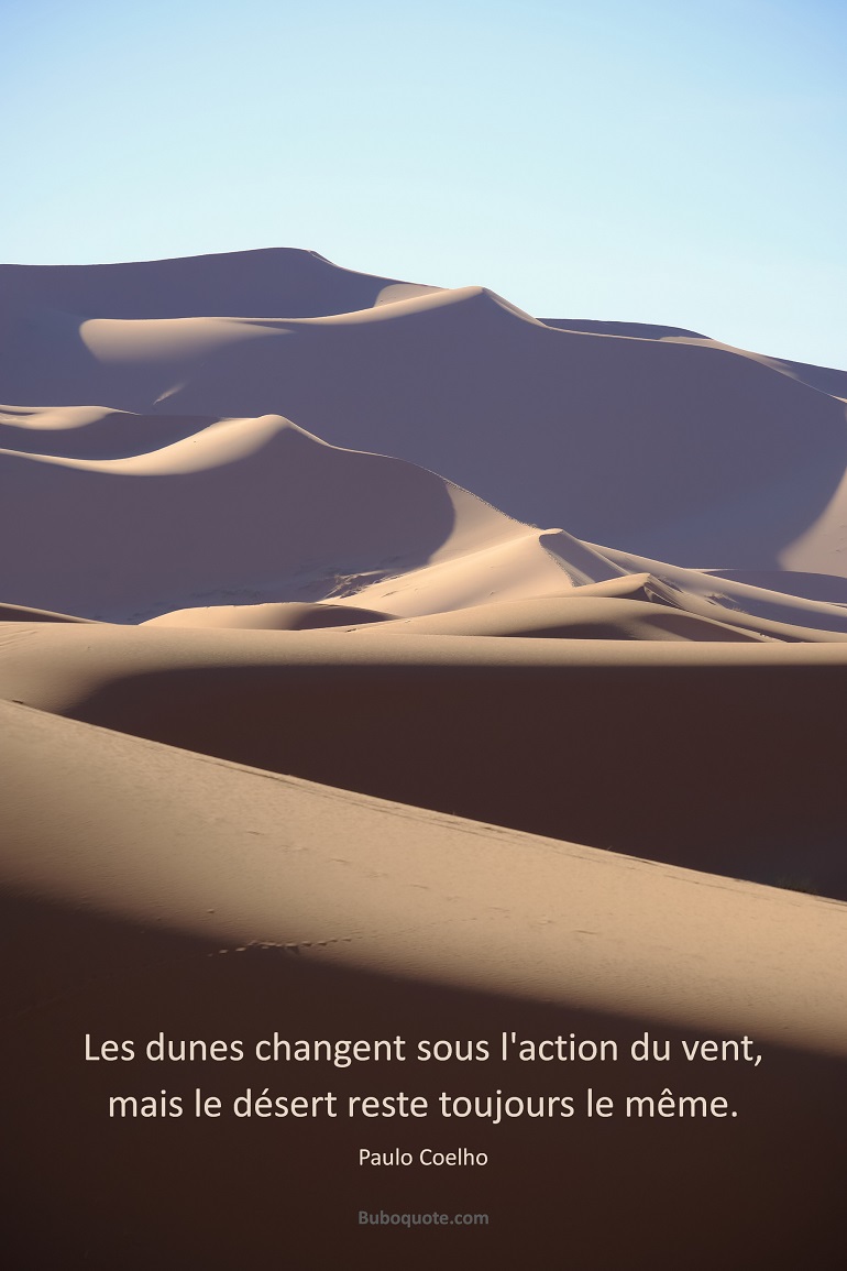 Les Dunes Changent Sous L Action Du Vent Mais Le Desert Reste Toujours Le Meme Coelho L Alchimiste