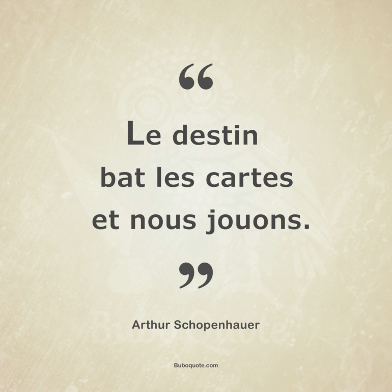 Le Destin Bat Les Cartes Et Nous Jouons Schopenhauer Parerga Et Paralipomena