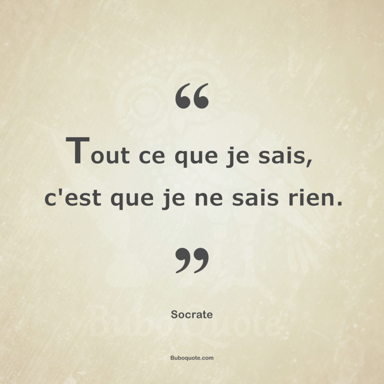 Tout ce que je sais, c'est que je ne sais rien.